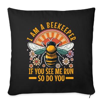 Dicton drôle d’apiculteur - Essaim d’abeilles - Housse de coussin décorative 45 x 45 cm - noir - Devant