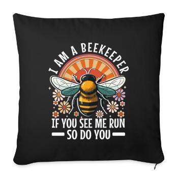 Dicton drôle d’apiculteur - Essaim d’abeilles - Housse de coussin décorative 45 x 45 cm - noir - Devant