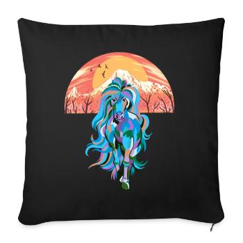 Wildnis Fantasy Wildpferd Pferde Pony Hengst bunt - Sofakissenbezug 45 x 45 cm - Schwarz - Vorne