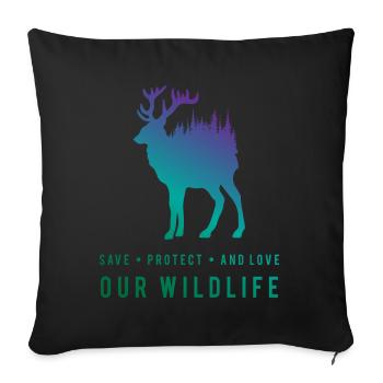 Protecting Nature - Deer in the Forest - Sofa pillowcase 17,3'' x 17,3'' (45 x 45 cm) - black - Front