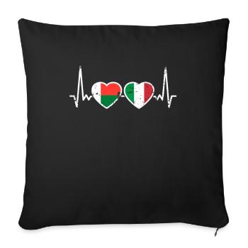 Madagascar Italy Vintage Heartbeat Flag - Sofa pillowcase 17,3'' x 17,3'' (45 x 45 cm) - black - Front