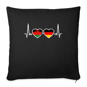 Malawi Germany Vintage Heartbeat Flag - Sofa pillowcase 17,3'' x 17,3'' (45 x 45 cm) - black - Front