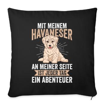 Hund Havaneser - Sofakissenbezug 45 x 45 cm - Schwarz - Vorne