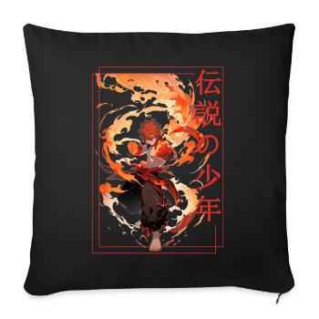 Fire Demon Anime Guy Fantasy Manga Japanese Vaporw - Sofakissenbezug 45 x 45 cm - Schwarz - Vorne