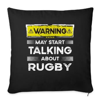 Talking about Rugby funny - Sofa pillowcase 17,3'' x 17,3'' (45 x 45 cm) - black - Front