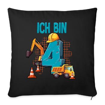 Baumaschinen 4 Geburtstag - Sofakissenbezug 45 x 45 cm - Schwarz - Vorne