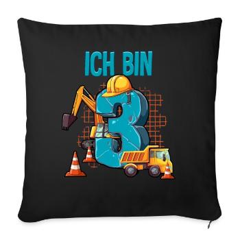 Baumaschinen 3 Geburtstag - Sofakissenbezug 45 x 45 cm - Schwarz - Vorne