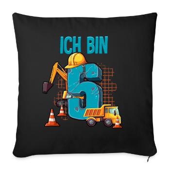 Baumaschinen 5 Geburtstag - Sofakissenbezug 45 x 45 cm - Schwarz - Vorne