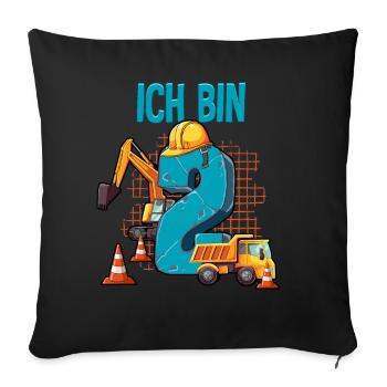 Baumaschinen 2 Geburtstag - Sofakissenbezug 45 x 45 cm - Schwarz - Vorne