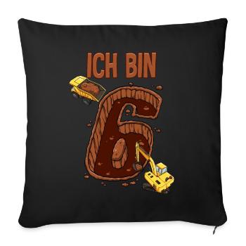 Baumaschinen 6 Geburtstag - Sofakissenbezug 45 x 45 cm - Schwarz - Vorne