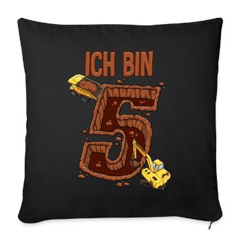 Baumaschinen 5 Geburtstag - Sofakissenbezug 45 x 45 cm - Schwarz - Vorne