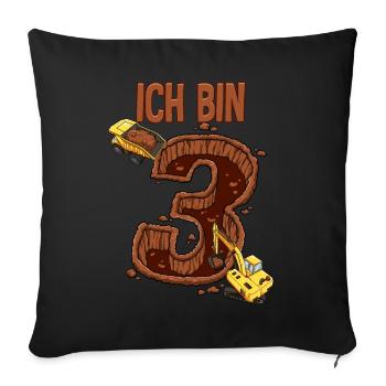 Baumaschinen 3 Geburtstag - Sofakissenbezug 45 x 45 cm - Schwarz - Vorne