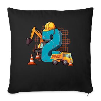 Baumaschinen 2 Geburtstag - Sofakissenbezug 45 x 45 cm - Schwarz - Vorne