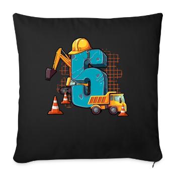 Baumaschinen 5 Geburtstag - Sofakissenbezug 45 x 45 cm - Schwarz - Vorne