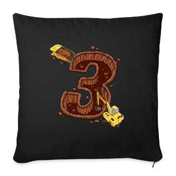 Machines de construction 3e anniversaire - Housse de coussin décorative 45 x 45 cm - noir - Devant