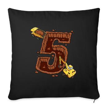 Baumaschinen 5 Geburtstag - Sofakissenbezug 45 x 45 cm - Schwarz - Vorne