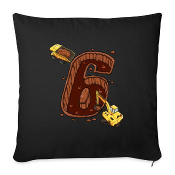 Baumaschinen 6 Geburtstag - Sofakissenbezug 45 x 45 cm - Schwarz - Vorne