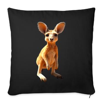 Kangaroo Australia Wild Marsupials Cute Kangaroos - Sofa pillowcase 17,3'' x 17,3'' (45 x 45 cm) - black - Front