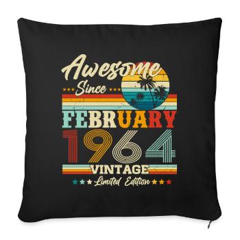 Februar 1964 Jahrgang Geburtstag Retro Geschenk - Sofakissenbezug 45 x 45 cm - Schwarz - Vorne