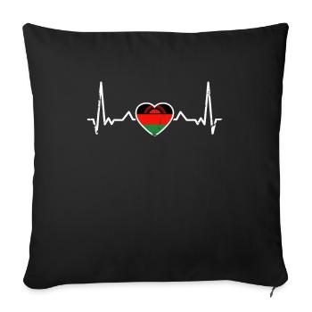 Malawi Vintage Heartbeat Malawian Flag - Sofa pillowcase 17,3'' x 17,3'' (45 x 45 cm) - black - Front