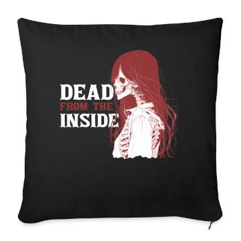 Dead inside Skeleton Anime Soft Grunge Emo - Sofakissenbezug 45 x 45 cm - Schwarz - Vorne
