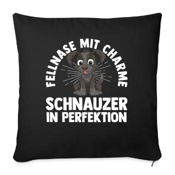 Hund Schnauzer Riesenschnauzer - Sofakissenbezug 45 x 45 cm - Schwarz - Vorne