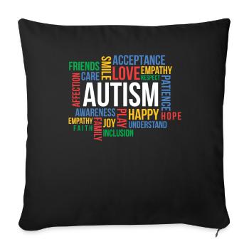 Autism Awareness Day Autistic Gift - Sofa pillowcase 17,3'' x 17,3'' (45 x 45 cm) - black - Front