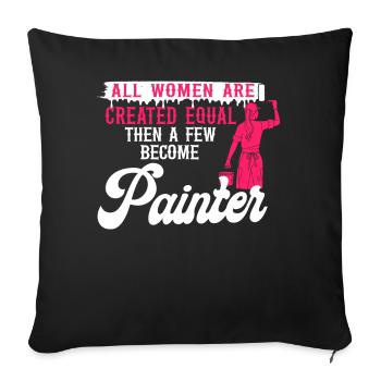 Peintre en bâtiment Décorateur Femme - Housse de coussin décorative 45 x 45 cm - noir - Devant