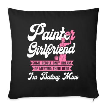 Petite amie peintre décoratrice en bâtiment - Housse de coussin décorative 45 x 45 cm - noir - Devant