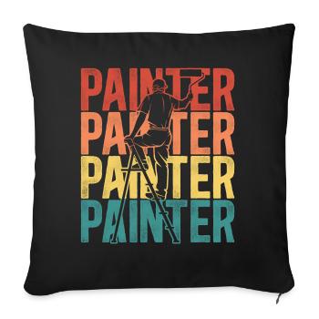Peintre En Bâtiment Décorateur Vintage - Housse de coussin décorative 45 x 45 cm - noir - Devant