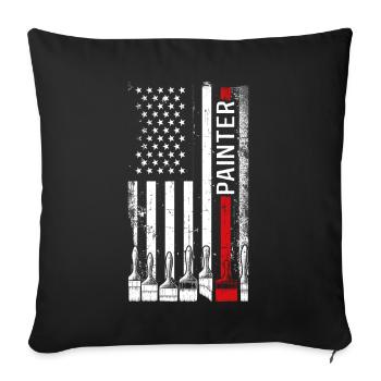 Peintre en bâtiment Décorateur Américain - Housse de coussin décorative 45 x 45 cm - noir - Devant