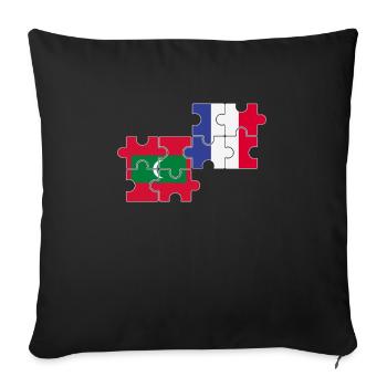 Maldives France Drapeau Français Maldivien - Housse de coussin décorative 45 x 45 cm - noir - Devant