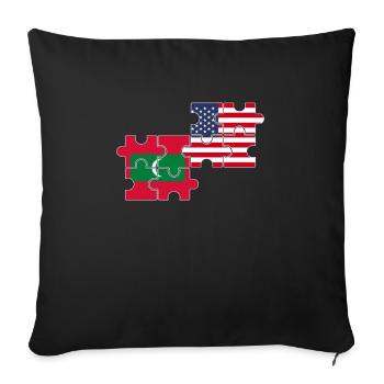 Maldives États-Unis Drapeau Maldivien américain - Housse de coussin décorative 45 x 45 cm - noir - Devant