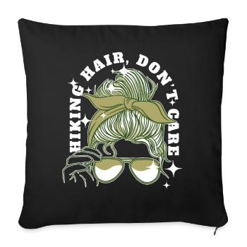 Funny Hiking Messy Bun Hiker Mountain Camping Adve - Sofakissenbezug 45 x 45 cm - Schwarz - Vorne