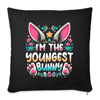 Je suis le plus jeune lapin - Housse de coussin décorative 45 x 45 cm - noir - Devant