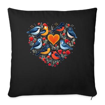 Birds Heart Shape Birdwatching Birding Birder - Sofakissenbezug 45 x 45 cm - Schwarz - Vorne