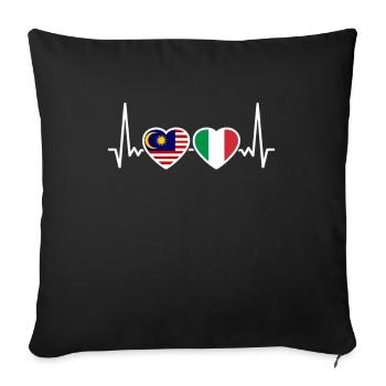 Malaysia Italy Heartbeat Flag Malaysian - Sofa pillowcase 17,3'' x 17,3'' (45 x 45 cm) - black - Front