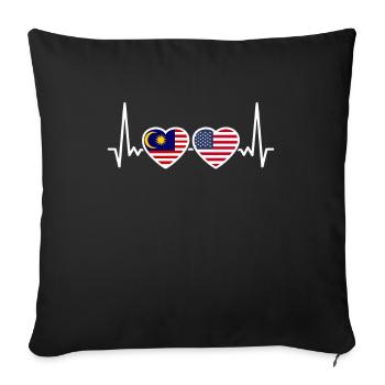 Malaisie USA Heartbeat Flag Malaisien - Housse de coussin décorative 45 x 45 cm - noir - Devant