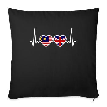 Malaysia UK Heartbeat Flag British Malaysian - Sofa pillowcase 17,3'' x 17,3'' (45 x 45 cm) - black - Front