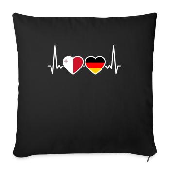 Malte, Allemagne, Heartbeat, Drapeau, Maltais - Housse de coussin décorative 45 x 45 cm - noir - Devant