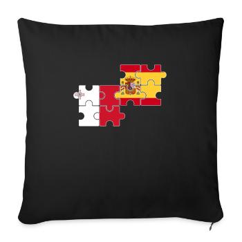 Malte Espagne Drapeau Espagnol Maltais - Housse de coussin décorative 45 x 45 cm - noir - Devant