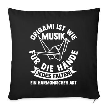Japanische Faltkunst Origami - Sofakissenbezug 45 x 45 cm - Schwarz - Vorne