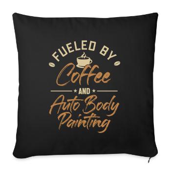 Alimenté par le café et le véhicule de peinture de carrosserie automobile - Housse de coussin décorative 45 x 45 cm - noir - Devant