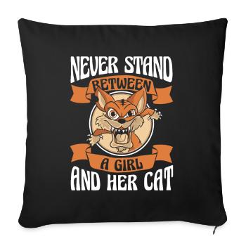 Between A Girl And Her Cat Hauskatze Miezekatze - Sofa pillowcase 17,3'' x 17,3'' (45 x 45 cm) - black - Front