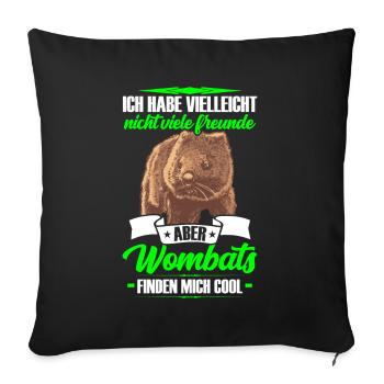 Wombat est mon ami wombat marsupial - Housse de coussin décorative 45 x 45 cm - noir - Devant