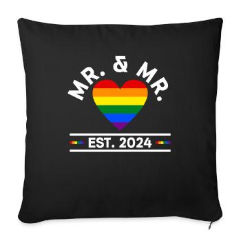 Mariage Gay Pride 2024 Mariage gay - Housse de coussin décorative 45 x 45 cm - noir - Devant