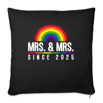 Gay Pride Hochzeit Lesbisch 2025 Homo-Ehe - Sofakissenbezug 45 x 45 cm - Schwarz - Vorne