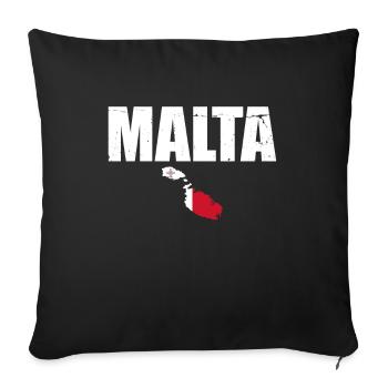 Malte Vintage carte drapeau maltais - Housse de coussin décorative 45 x 45 cm - noir - Devant