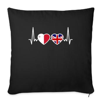 Malte UK Heartbeat Flag Maltais britannique - Housse de coussin décorative 45 x 45 cm - noir - Devant