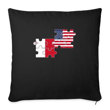 Malte, Etats-Unis, drapeau, Américain, Maltais - Housse de coussin décorative 45 x 45 cm - noir - Devant